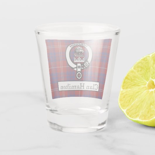 Clan Hamilton Crest en Tartan Shot Glas (Achterkant)