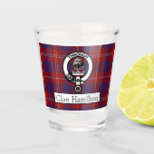 Clan Hamilton Crest en Tartan Shot Glas (Voorkant)