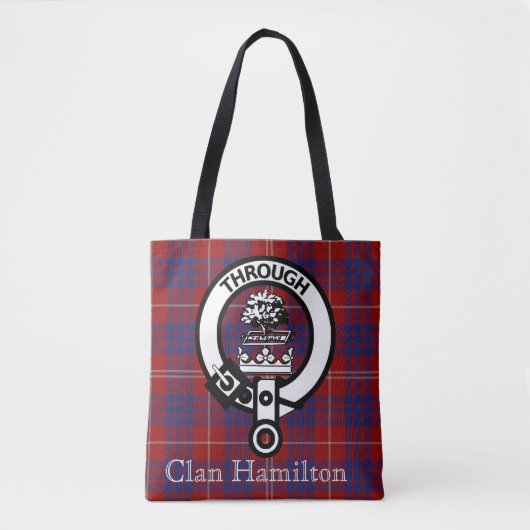 Clan Hamilton Crest en Tartan Tote Bag (Voorkant)