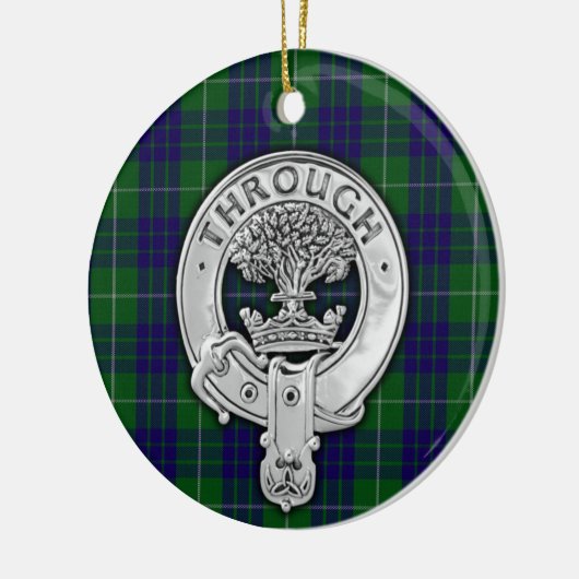Clan Hamilton Crest & Hunting Tartan Keramisch Ornament (Links)