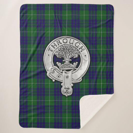 Clan Hamilton Crest & Hunting Tartan Sherpa Deken (Voorkant)