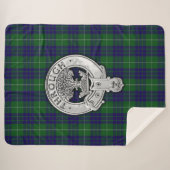 Clan Hamilton Crest & Hunting Tartan Sherpa Deken (Voorkant (horizontaal))