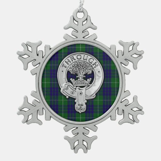 Clan Hamilton Crest & Hunting Tartan Tin Sneeuwvlok Ornament (Voorkant)