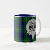 Clan Hamilton Crest & Hunting Tartan Tweekleurige Koffiemok (Voorkant rechts)