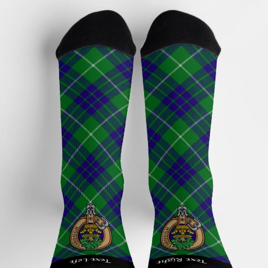 Clan Hamilton Crest over groene jacht Tartan Sokken (Top)