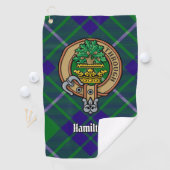 Clan Hamilton Crest over het jagen op Tartan Golfh Golfhanddoek (Insitu)