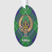 Clan Hamilton Crest over het jagen op Tartan Ornam Ornament (voorkant)