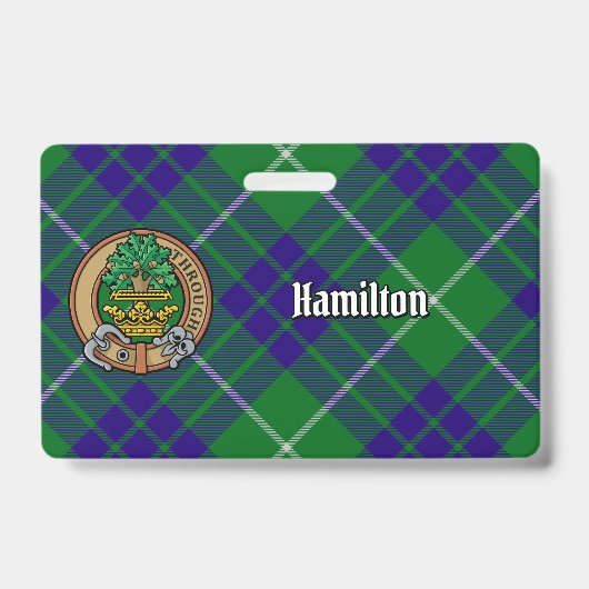 Clan Hamilton Crest over Hunting Tartan Badge (Voorzijde)