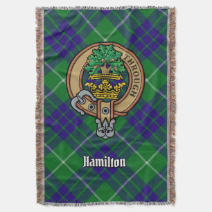 Clan Hamilton Crest over Hunting Tartan Deken