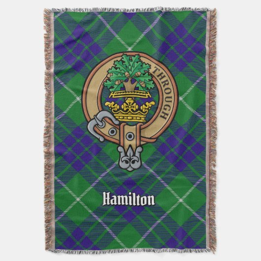 Clan Hamilton Crest over Hunting Tartan Deken (Voorkant Verticaal)