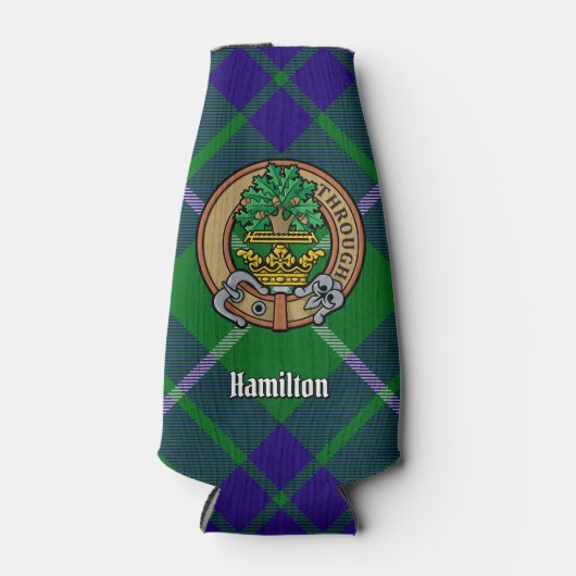 Clan Hamilton Crest over jagen Tartan Flesjeskoeler (Voorkant)