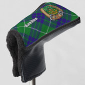 Clan Hamilton Crest over jagen Tartan Golfheadcover (3/4 voorkant)