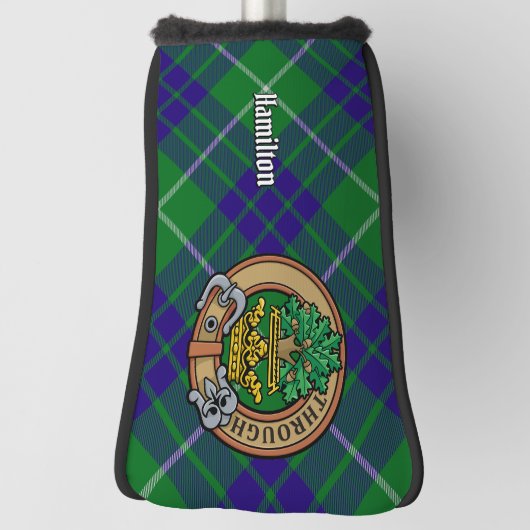 Clan Hamilton Crest over jagen Tartan Golfheadcover (Draai 90)