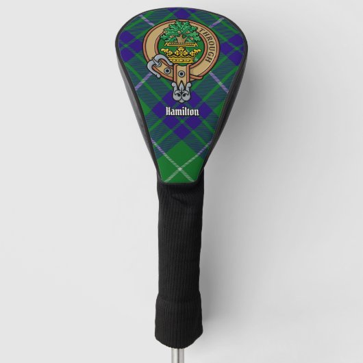 Clan Hamilton Crest over jagen Tartan Golfheadcover (Voorkant)