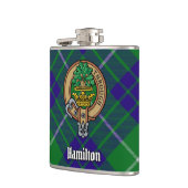 Clan Hamilton Crest over jagen Tartan Heupfles (Links)
