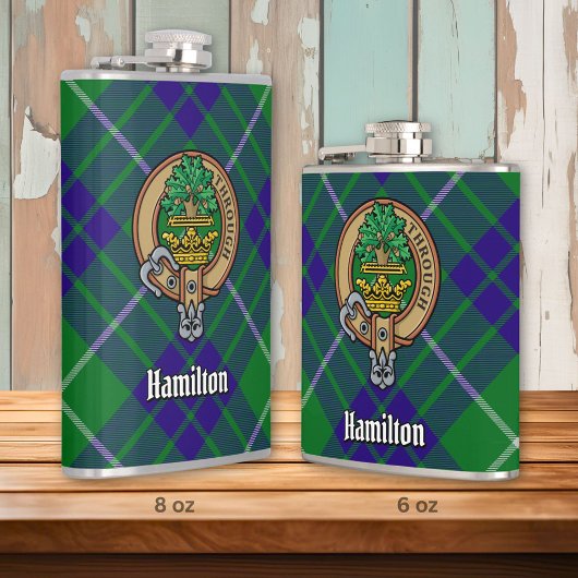 Clan Hamilton Crest over jagen Tartan Heupfles