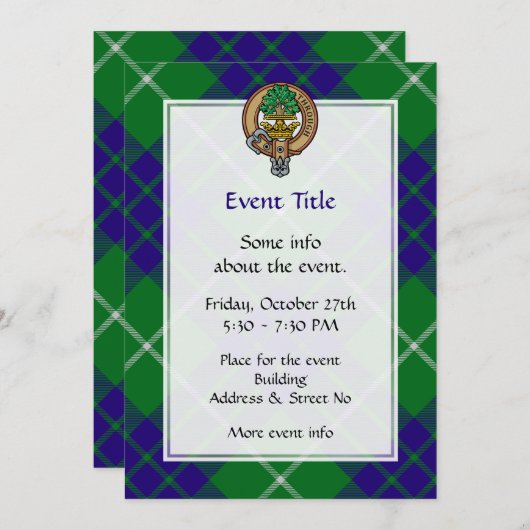 Clan Hamilton Crest over jagen Tartan Kaart (Voorkant / Achterkant)