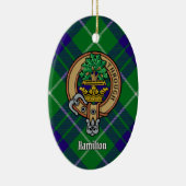 Clan Hamilton Crest over jagen Tartan Keramisch Ornament (Rechts)