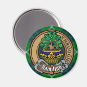 Clan Hamilton Crest over jagen Tartan Magneet (Voorkant / Achterkant)