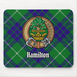 Clan Hamilton Crest over jagen Tartan Muismat