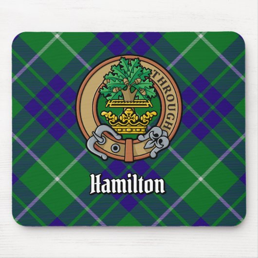 Clan Hamilton Crest over jagen Tartan Muismat (Voorkant)