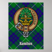 Clan Hamilton Crest over jagen Tartan Poster (Voorkant)