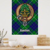 Clan Hamilton Crest over jagen Tartan Poster (Keuken)