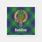 Clan Hamilton Crest over jagen Tartan Servet (Voorkant)