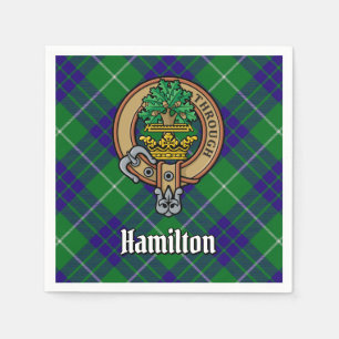 Clan Hamilton Crest over jagen Tartan Servet