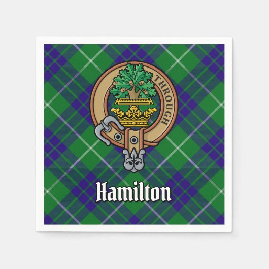 Clan Hamilton Crest over jagen Tartan Servet (Voorkant)