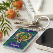 Clan Hamilton Crest over jagen Tartan Sleutelhange Sleutelhanger (Voorkant Rechts)