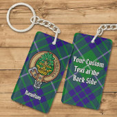 Clan Hamilton Crest over jagen Tartan Sleutelhange Sleutelhanger