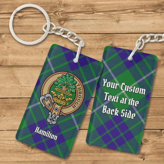 Clan Hamilton Crest over jagen Tartan Sleutelhange Sleutelhanger