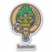 Clan Hamilton Crest over jagen Tartan Sticker (Voorkant)