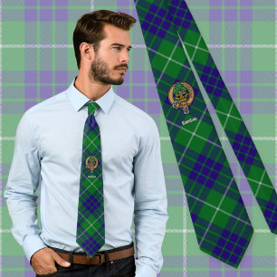 Clan Hamilton Crest over jagen Tartan Stropdas