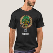 Clan Hamilton Crest over jagen Tartan T-Shirt (Voorkant)