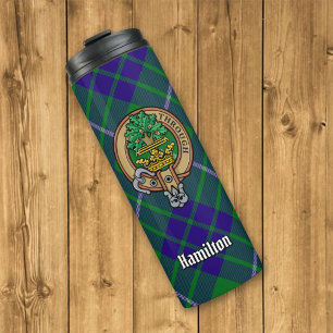 Clan Hamilton Crest over jagen Tartan Thermosbeker