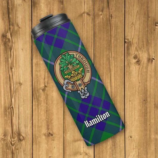 Clan Hamilton Crest over jagen Tartan Thermosbeker