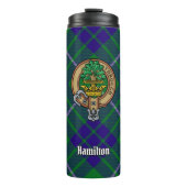 Clan Hamilton Crest over jagen Tartan Thermosbeker (Voorkant)
