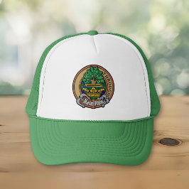 Clan Hamilton Crest over jagen Tartan Trucker Pet