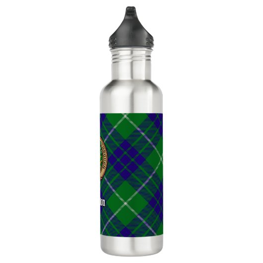 Clan Hamilton Crest over jagen Tartan Waterfles (Rechts)