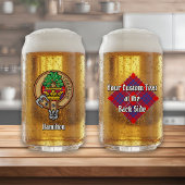Clan Hamilton Crest over Red Tartan Blikvorm Glas