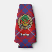 Clan Hamilton Crest over Red Tartan Bottle Cooler (Voorkant)
