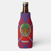 Clan Hamilton Crest over Red Tartan Bottle Cooler (Fles Voorkant)