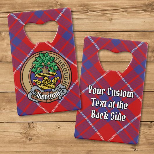 Clan Hamilton Crest over Red Tartan Creditkaart Flessenopener