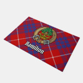Clan Hamilton Crest over Red Tartan Deurmat (Schuin)