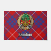 Clan Hamilton Crest over Red Tartan Deurmat (Voorkant)