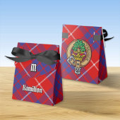 Clan Hamilton Crest over Red Tartan Favor Box Bedankdoosjes