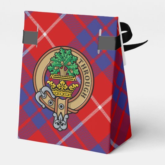 Clan Hamilton Crest over Red Tartan Favor Box Bedankdoosjes (Achterkant)