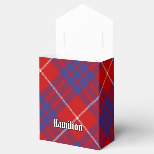 Clan Hamilton Crest over Red Tartan Favor Box Bedankdoosjes (Geopend)